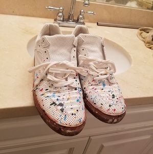 Balenciaga low top white paint splash